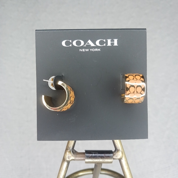 Coach Jewelry - Coach Signature C Enamel Orange Huggie Huggy Hoop Earrings